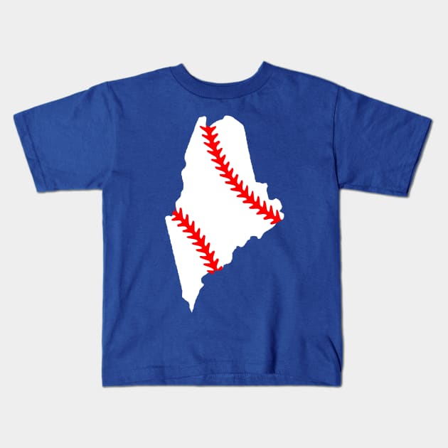 MAINE BASEBALL STATE Kids T-Shirt by MarkBlakeDesigns